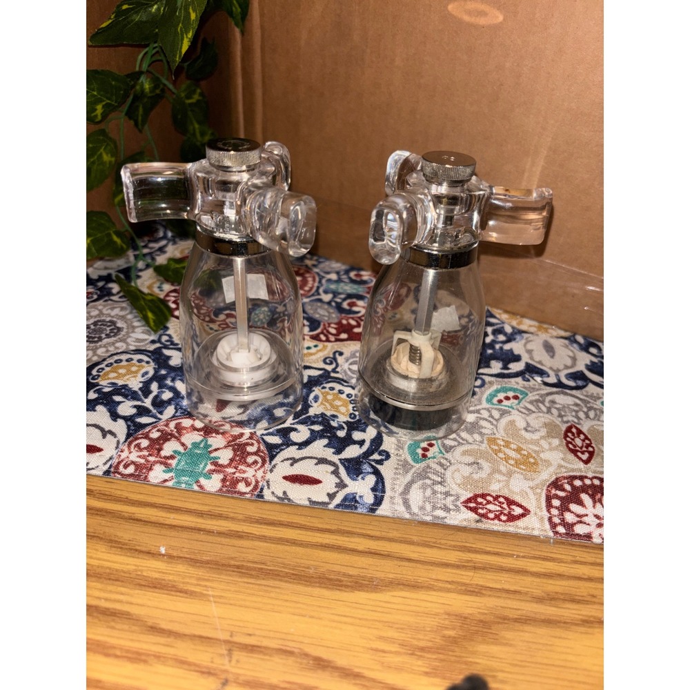 Vintage Clear Acrylic T-Handle Salt Shaker and Pepper Mill Set 5 Inch MCM Style